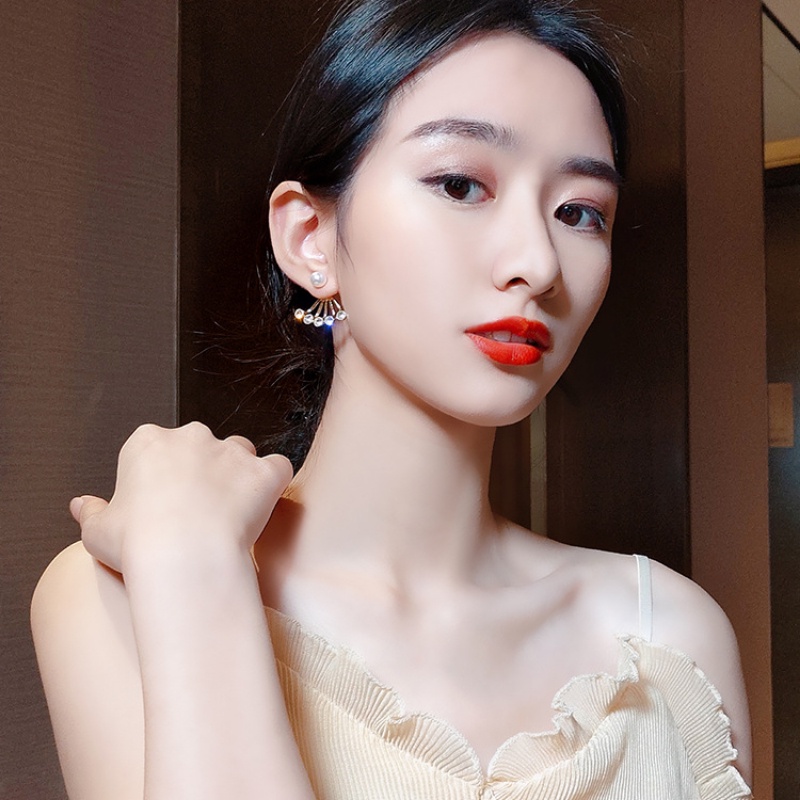 Khuyên Tai Hình Quạt Đính Đá Zircon Siêu Cổ Tích Thời Trang Hàn Quốc Sáng Tạo Cá Tính