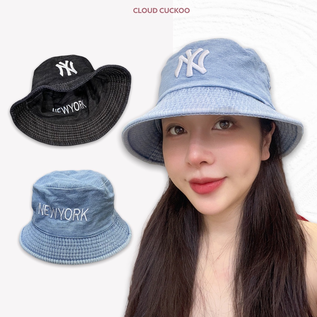 Mũ Bucket Bò Jeans Thêu Chữ 2 Mặt Phong Cách Hàn Quốc.
