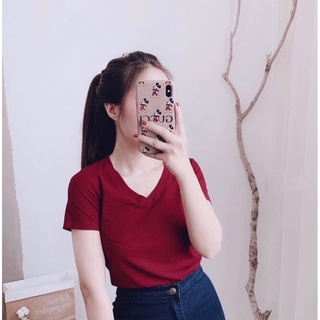 Áo thun trơn cổ tim túi nhỏ