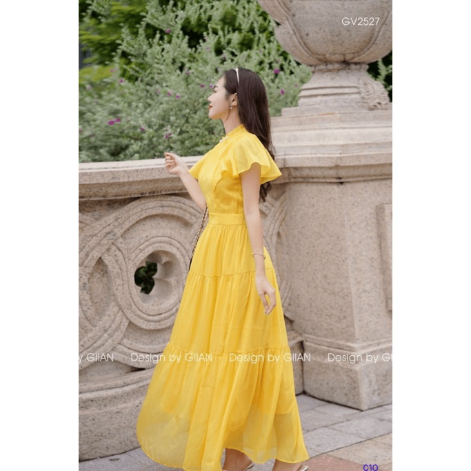 (Free Ship) ĐẦM VOAN CHIFON CỔ CAO TAY NGẮN DÁNG XÒE ĐỘC LẠ PHONG CÁCH HÀN QUỐC MẶC LÀ MÊ UP Shop VLTN