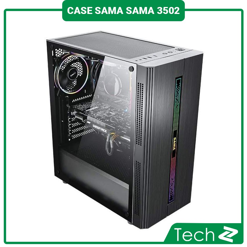 Vỏ Case SAMA 3502 (No Fan / Mid Tower / Màu đen/Led RGB)