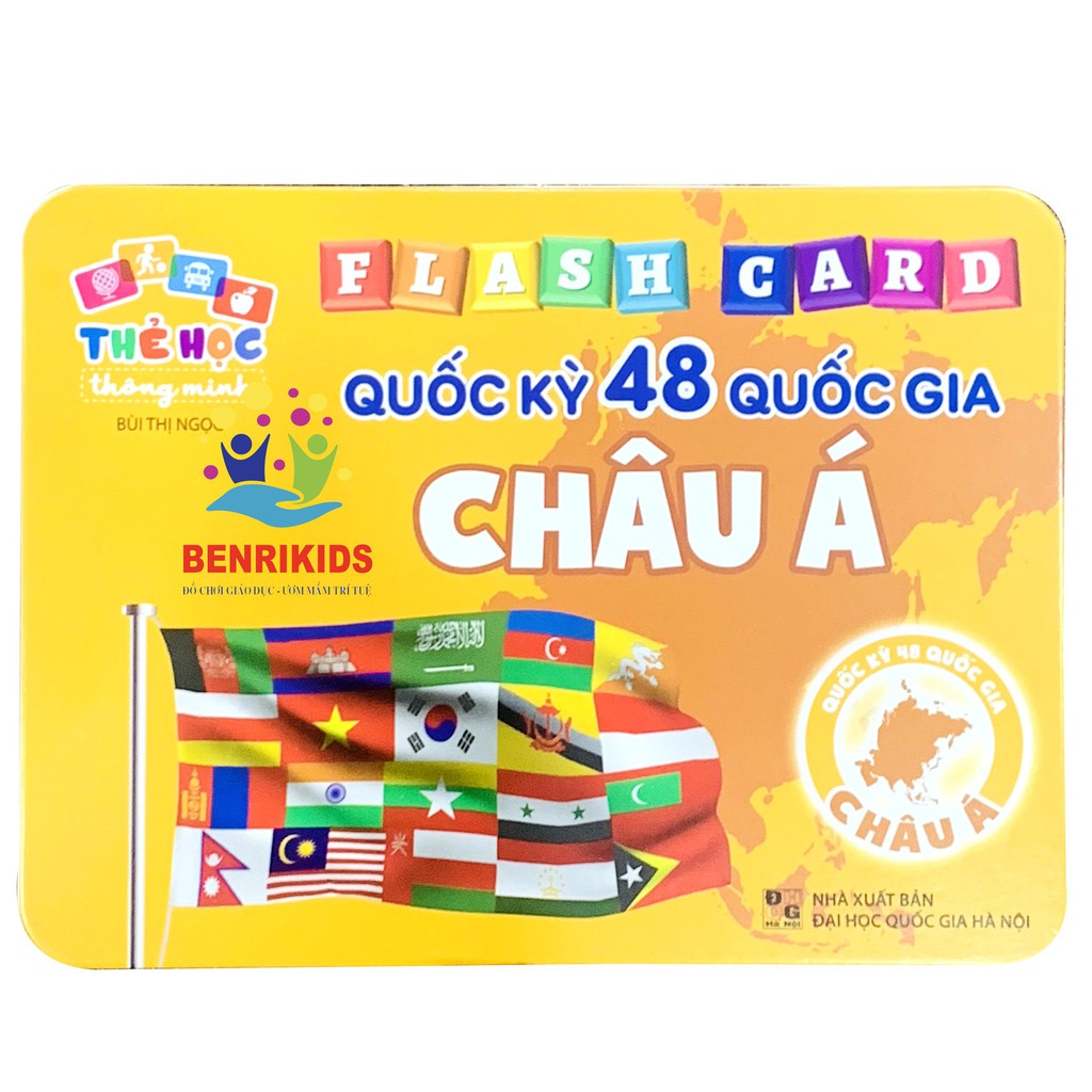 Bộ Thẻ Học Cho Bé Phân Biệt Quốc Kỳ Các Quốc Gia Châu Á Có Phiên Âm Tiếng Anh