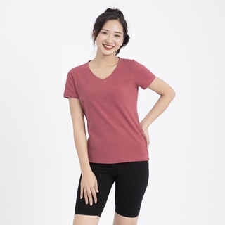 Áo thun cổ tim màu Hồng đất