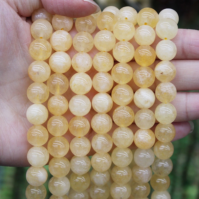 DIY Imitation yellow Topaz round beads 6-10mm for making accessories