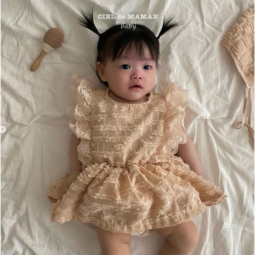 Set suit kèm mũ bonet thôi nôi Hàn Quốc dự tiệc cho bé gái made in Korea thời trang trẻ em BABYKOREA