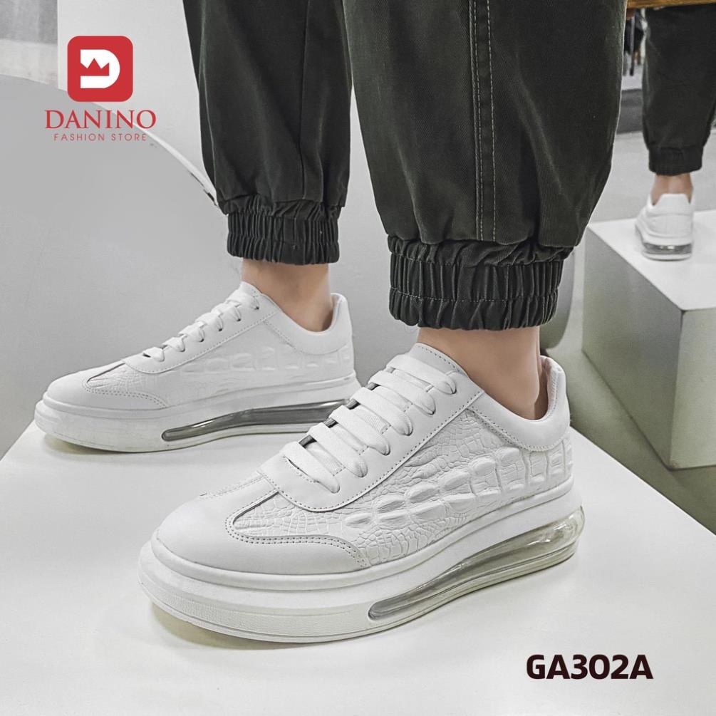 🖋 Giày sneaker nam thể thao đẹp tăng chiều cao GA302 da vân cá sấu hai màu đen trắng có bảo hành