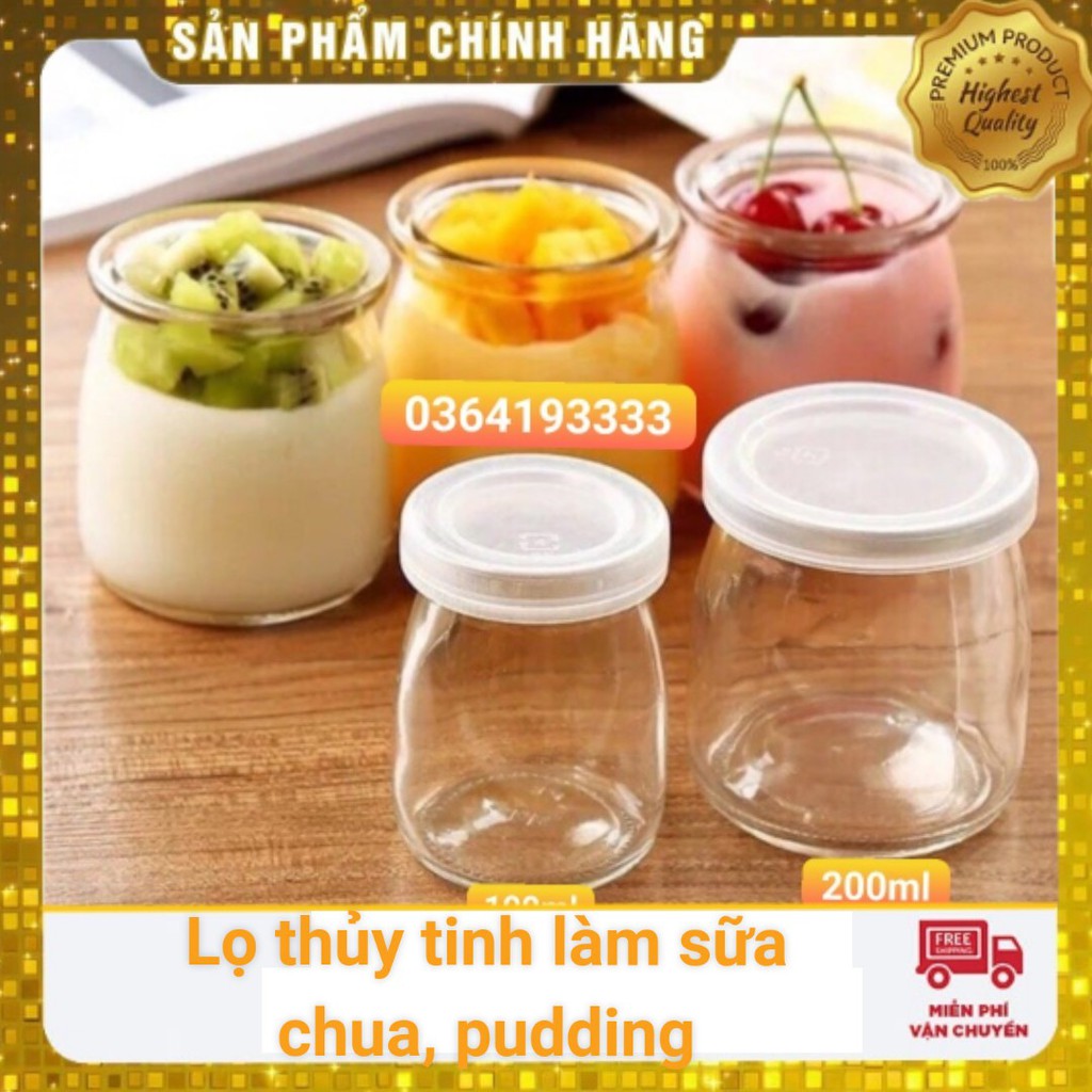 FREESHIP50k Hũ sữa chua thủy tinh 200ml 1 chiếc