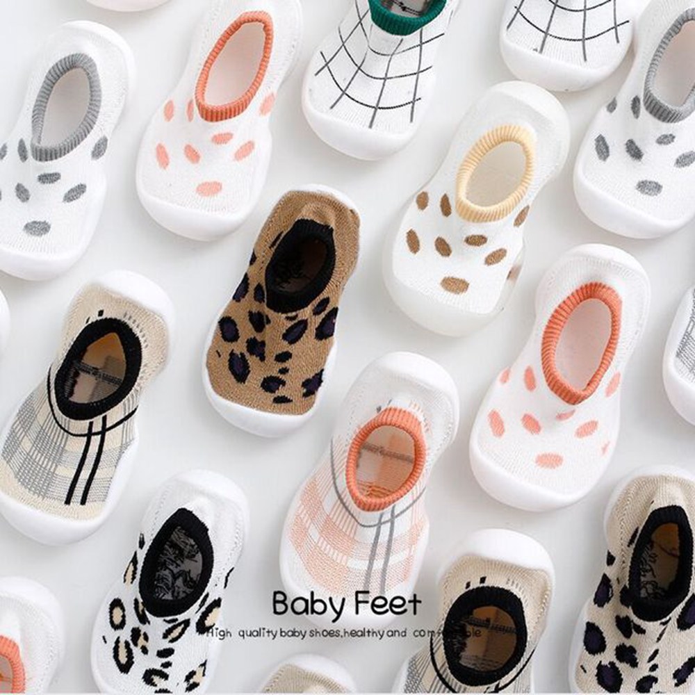 1-4Yrs Toddler Baby Shoes Girl Boy Kids Soft Rubber Sole Shoes Cute Leopard Print Non-slip Floor Socks Shoes