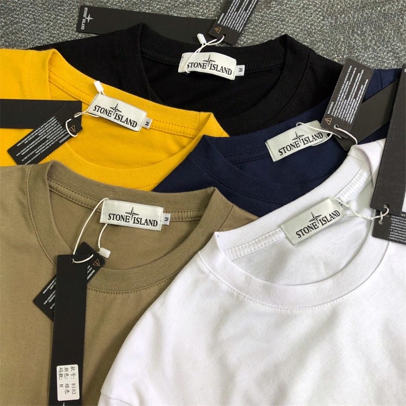 Áo Thun Cotton Tay Dài Cổ Tròn In Chữ Stone & Island Thời Trang Cho Cặp Đôi