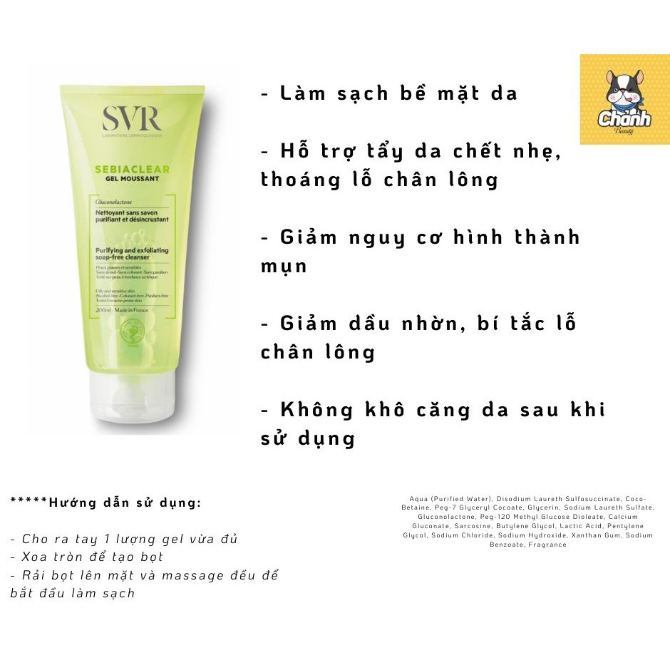 SVR Sebiaclear Gel Moussant – Gel rửa mặt cho da dầu mụn