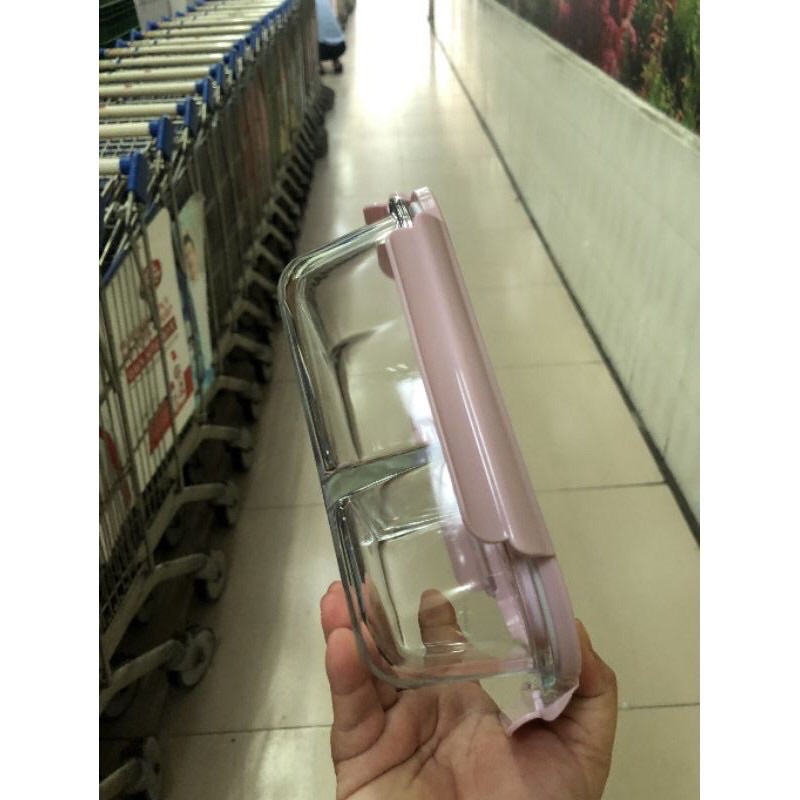 Hộp thuỷ tinh đem cơm 2 ngăn chịu nhiệt, chống tràn mang cơm văn phòng 1000ml