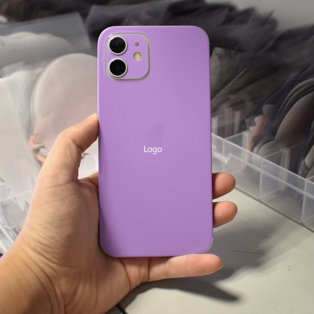 Miếng Dán Màu Tím Cho iPhone 6 6s X XR XS 7 8 Plus 11 12 13 14 Pro Max Mini SE