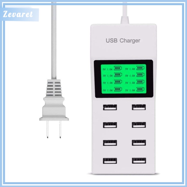 Ổ Cắm Sạc USB 8 Cổng Kèm Màn Hình LCD Cho iPhone HTC Samsung