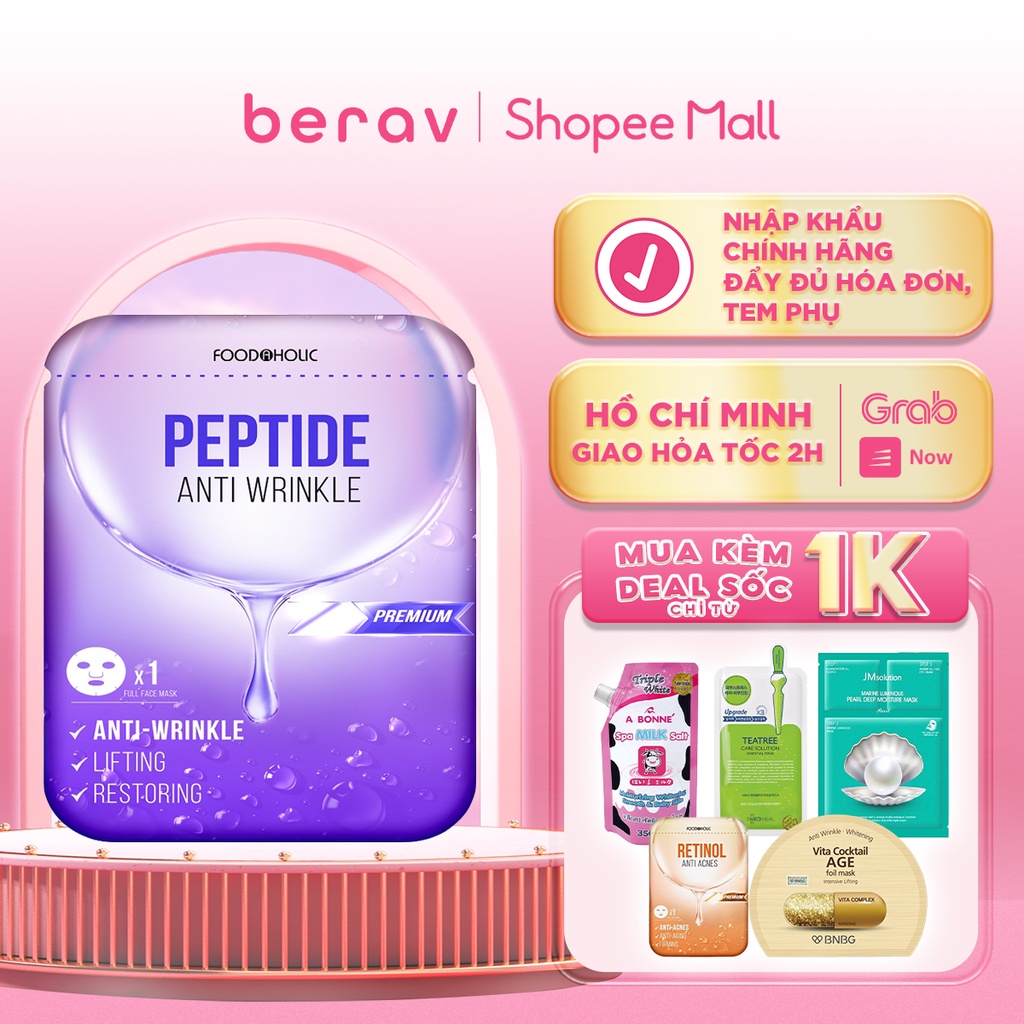Mặt Nạ FOODAHOLIC Peptide giúp trẻ hoá, lắp đầy vết nhăn Anti Wrinkle Mask 23ml