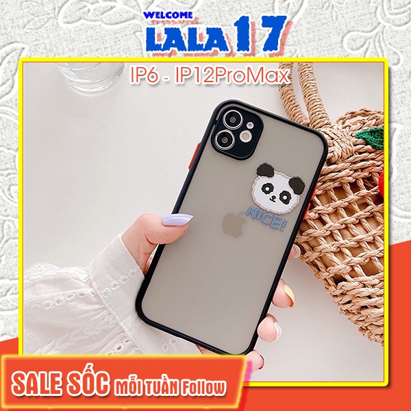 Ốp Lưng Basic nhám Full viền vuông màu bào vệ camera hình Gấu Trúc Nice anime độc đáo iphone 6/7/8/x/xs/12/pro/max/plus