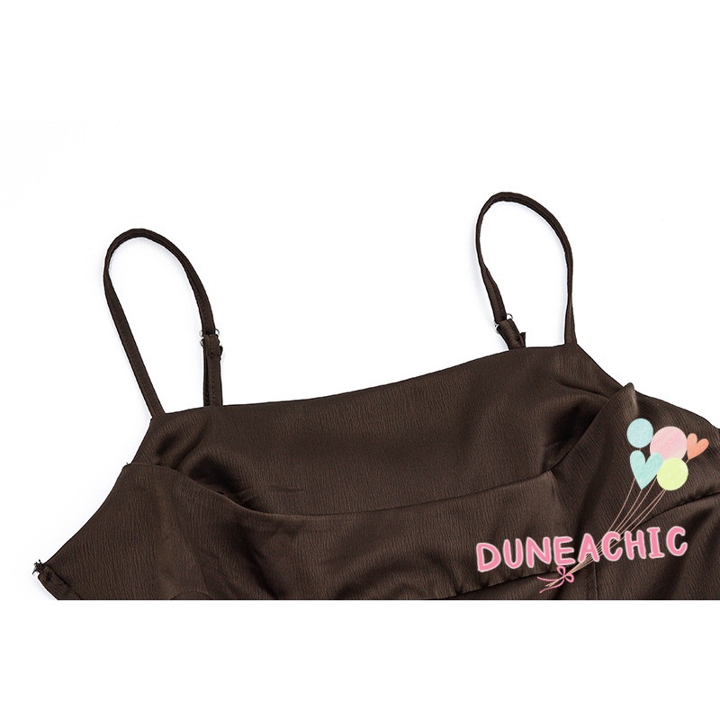 DUNEA Áo DUNEA hai dây hở lưng màu trơn phong cách đường phố thời trang dành cho nữ