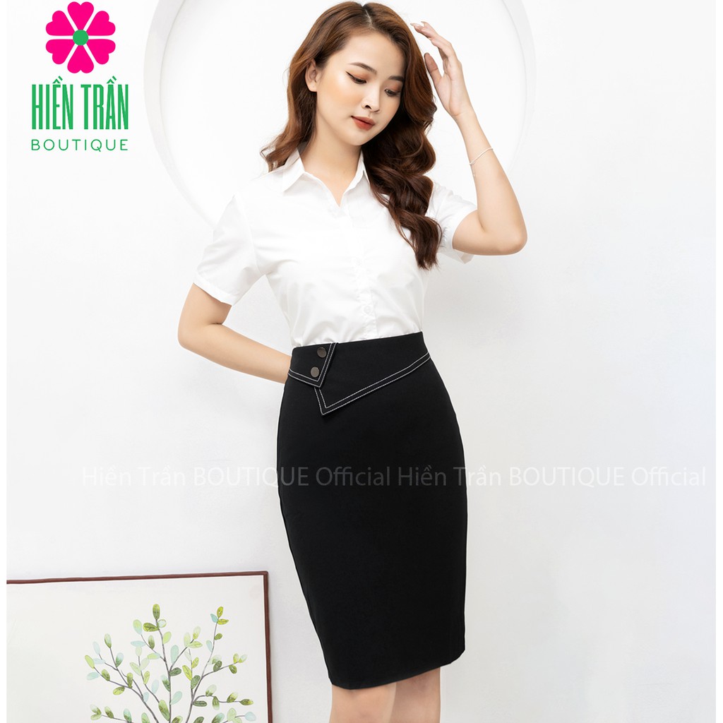 Chân váy bút chì phối 2 khuy mạ crom sang trọng, quý phái, chất vải cao cấp | BigBuy360 - bigbuy360.vn
