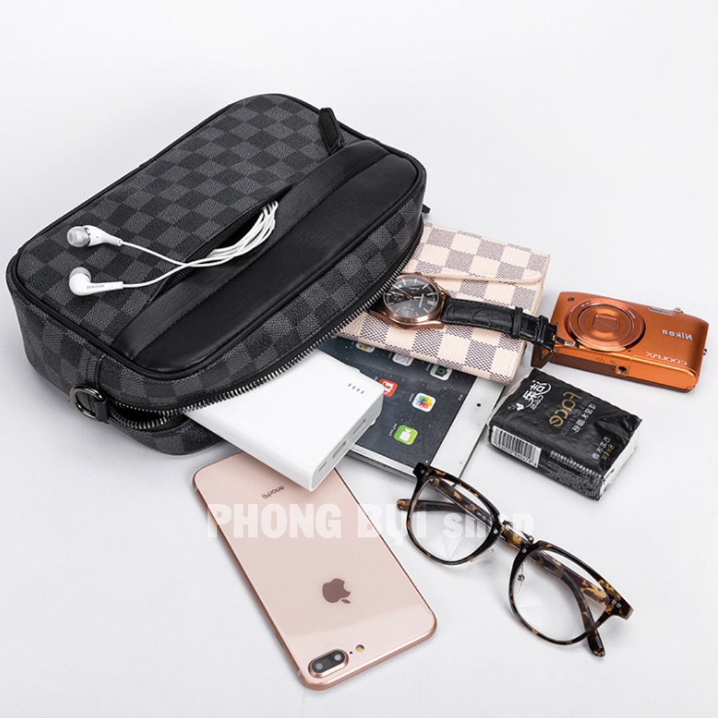 Túi Xách Nam Caro Gần Giống Túi Xách LV Chất Da Cực Đẹp Sang, Túi Đeo Chéo Nam Da Thật | BigBuy360 - bigbuy360.vn