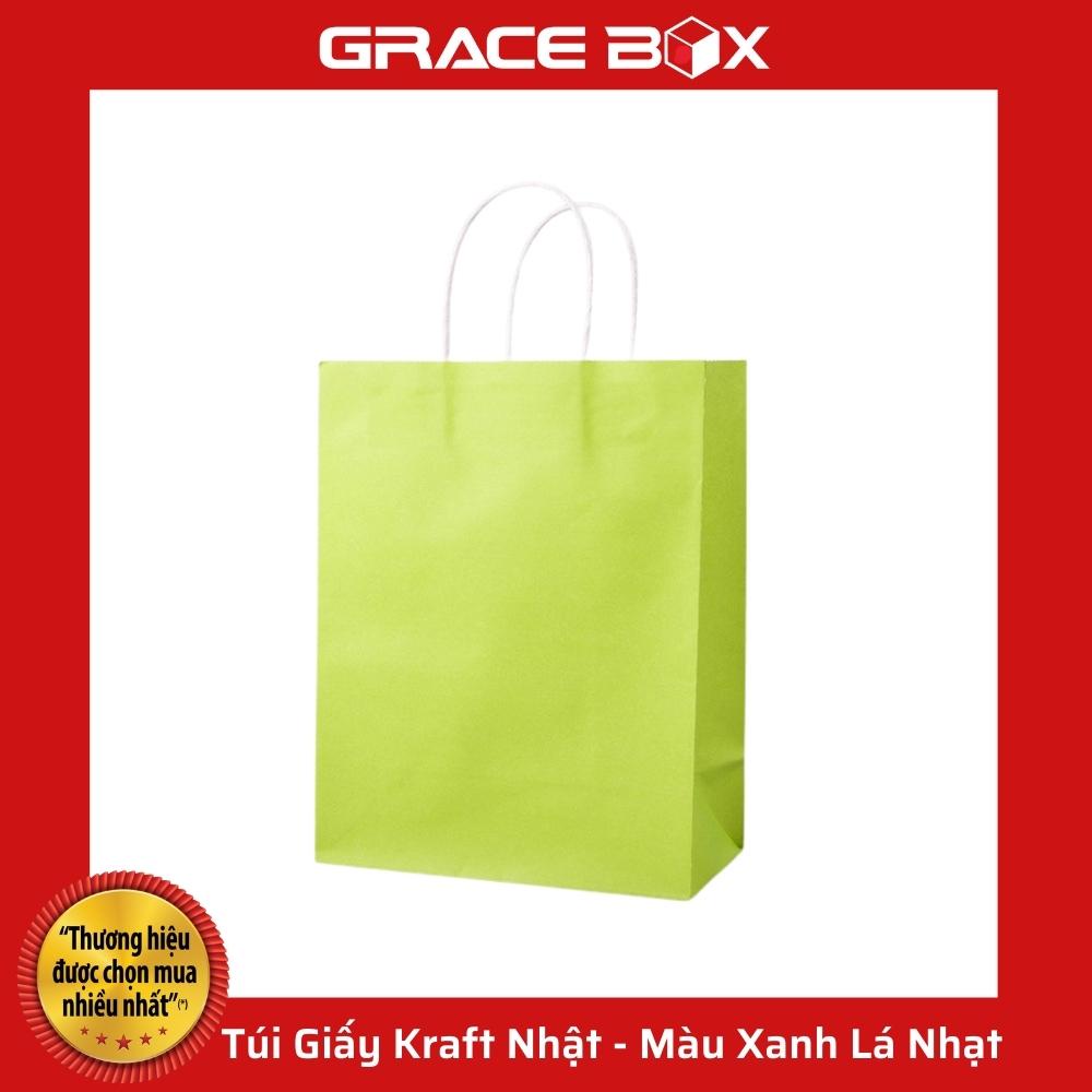 {Giá Sỉ} Túi Giấy Kraft Nhật Cao Cấp - Size 15 x 8 x 20 cm - Màu Xanh Lá Mạ - Siêu Thị Bao Bì Grace Box