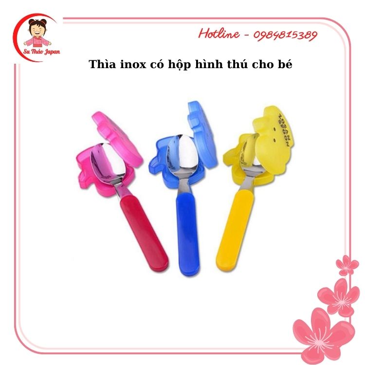 Thìa cho bé kèm hộp đựng hình thú Hàng Nhật