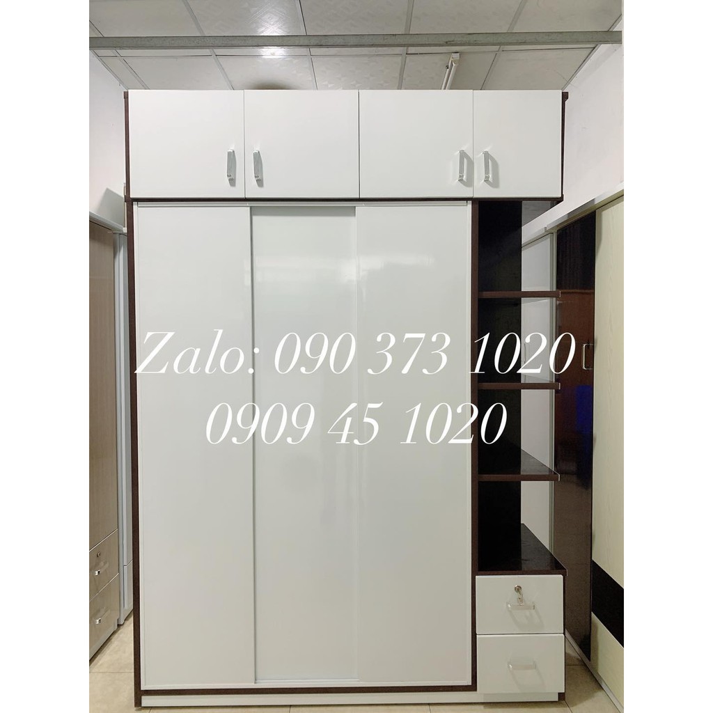 Chỉ Ship HCM - Tủ Nhựa Đài Loan 3 Cánh 3 Ngăn Kéo Ở Trên 1 Ngăn Kéo Dưới Có Kệ Trang Trí, Ngang 1m65,Cao 2m2, Sâu 5