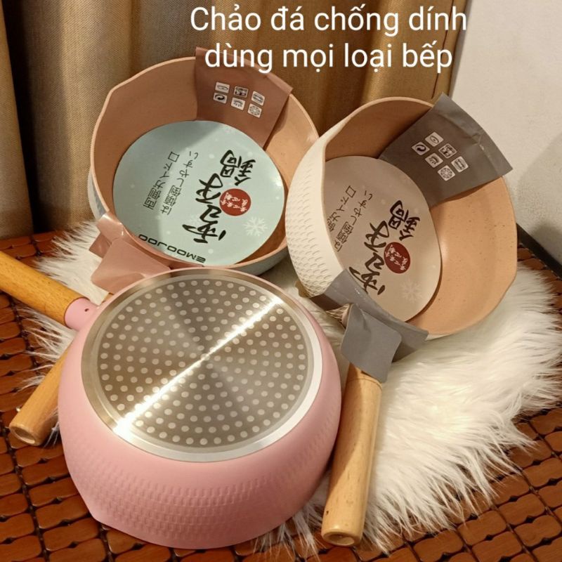 chảo chống dính bếp từ sâu lòng vân đá 18cm dùng cho mọi loại bếp