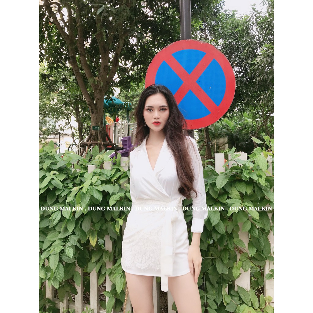 Set áo lụa chân váy ren S029