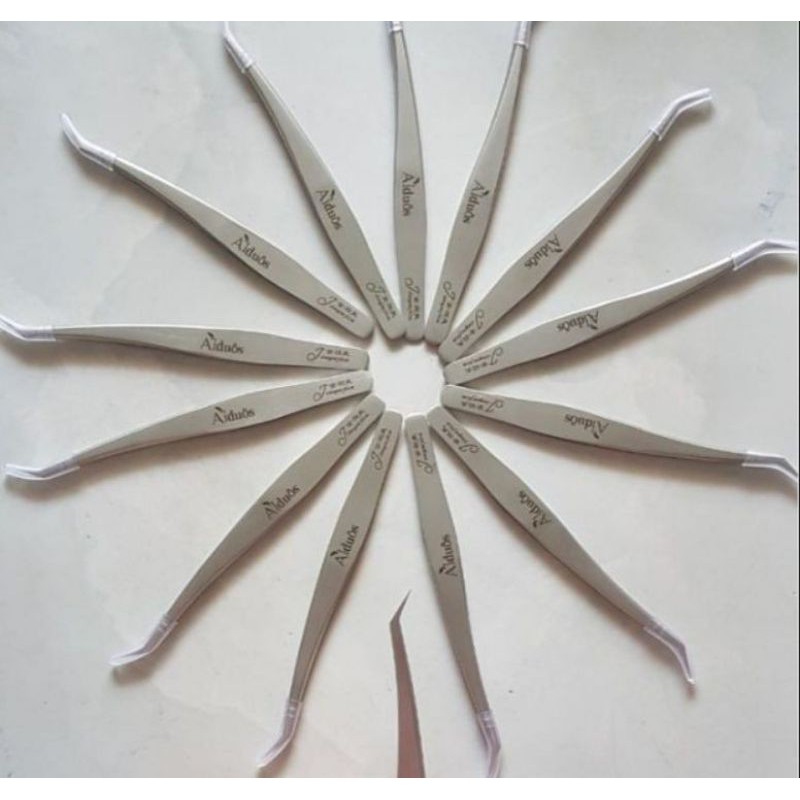 Nhíp cong 45 độ, nhíp cong bao da Bạc - nối mi - tạo fan - dụng cụ nối mi