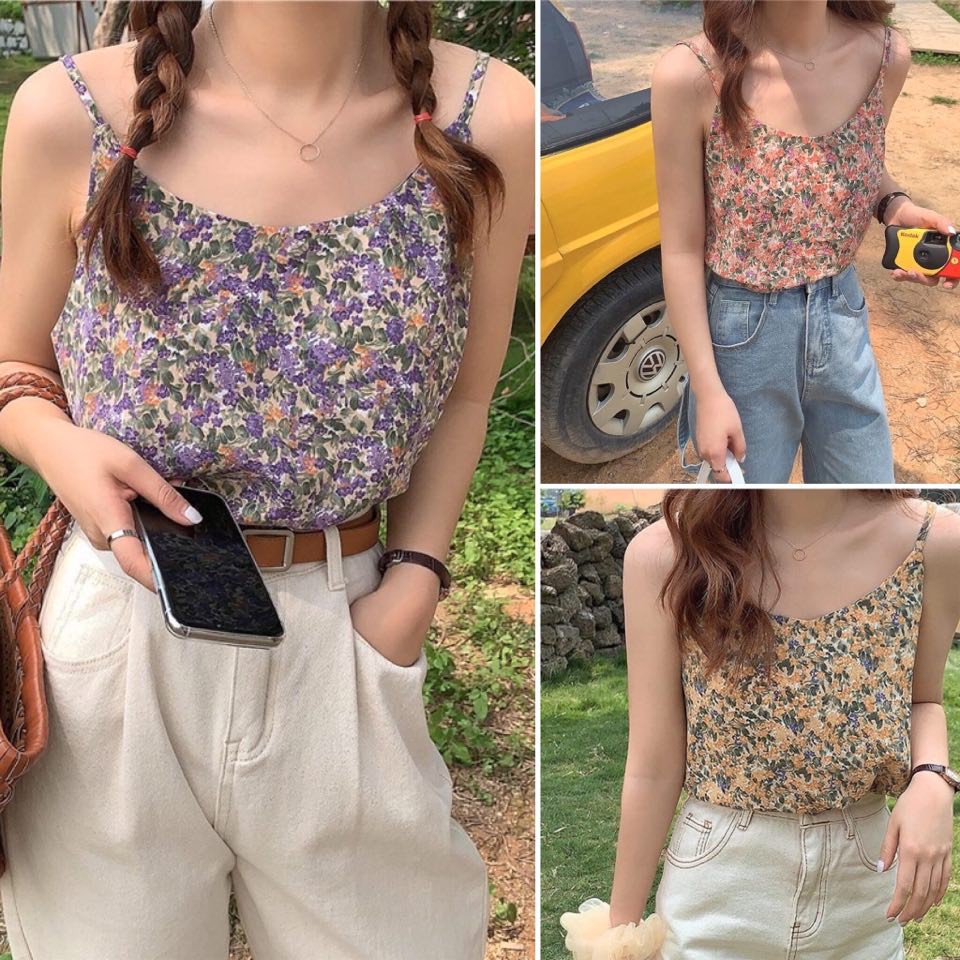 [SIÊU XINH] Áo 2 dây hoa nhí chất thô mát (Sỉ từ 5sp bất kì)