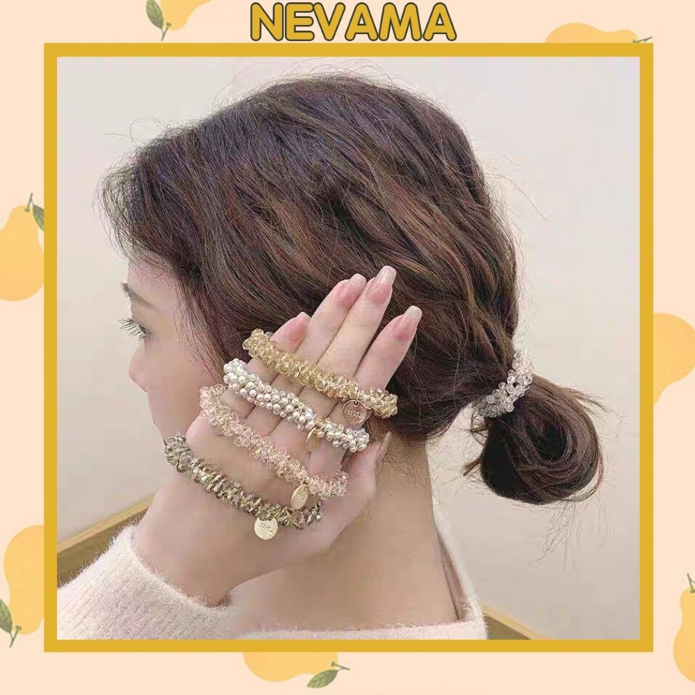 Dây buộc tóc Nevama ánh pha lê siêu xinh chắc chắn cho nữ SC37