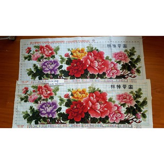 Tranh thêu HOA MẪU ĐƠN(đã thêu)1m04*40cm ( 800k/1 bức)