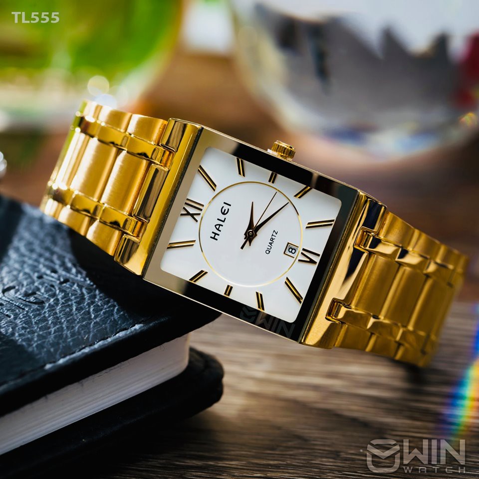 Đồng Hồ Nam Chính Hãng HELEI Nhật Mặt Vuông mã ( dây vàng mặt đen ) | BigBuy360 - bigbuy360.vn