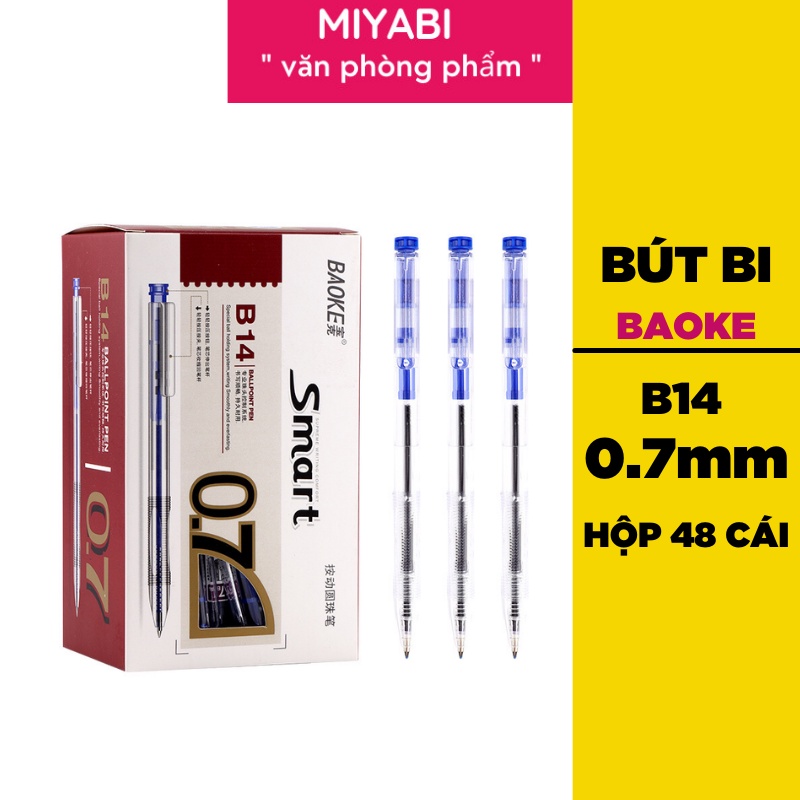 Bút bi xanh ,đen BAOKE B14 ngòi 0,7mm hộp 48 cái cao cấp  loại đầu bấm dùng cho văn phòng - hội nghị