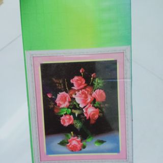 Tranh đính đá bình hoa hồng nhung đỏ tuyệt đẹp kt 40*50cm( hình thật)