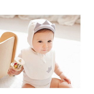 Set mũ vương miện và yếm design Hàn Quốc, 100%cotton
