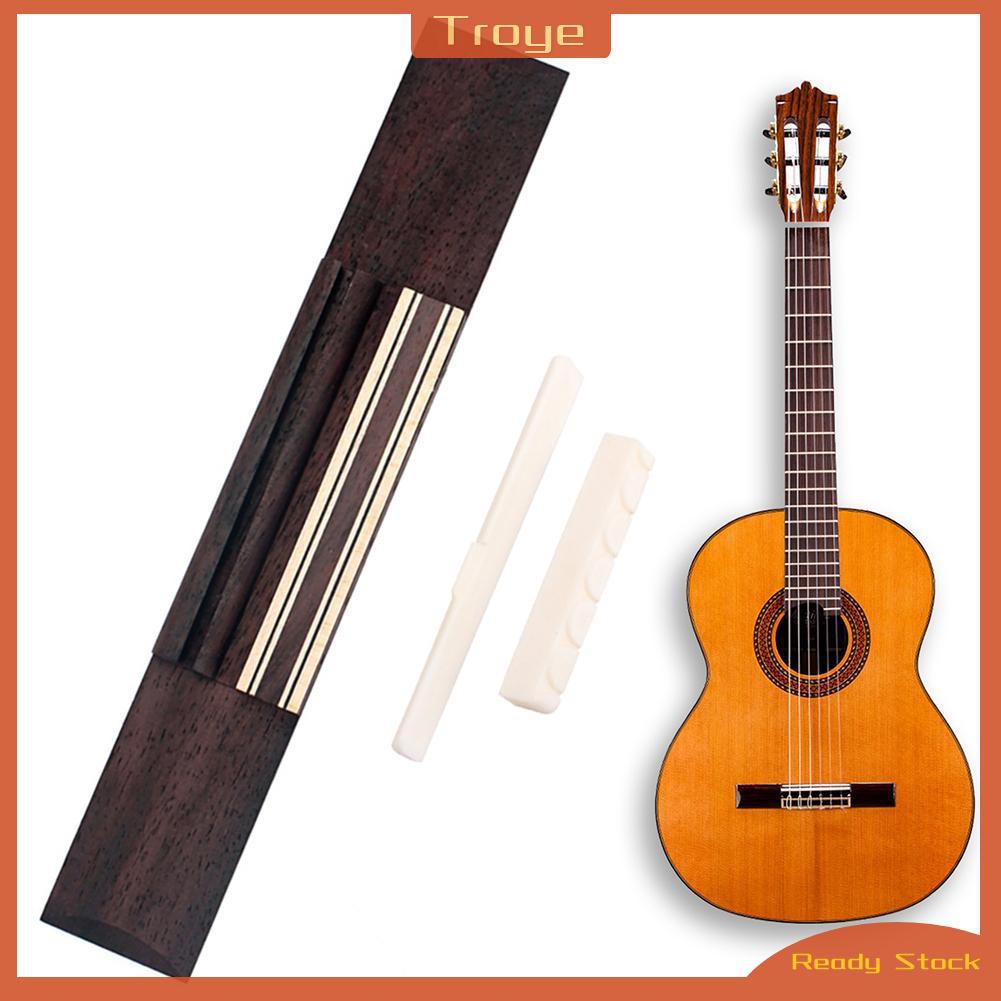 Bộ Ngựa Đàn + Lược + Lược Đàn Guitar Bằng Gỗ Hồng Mộc