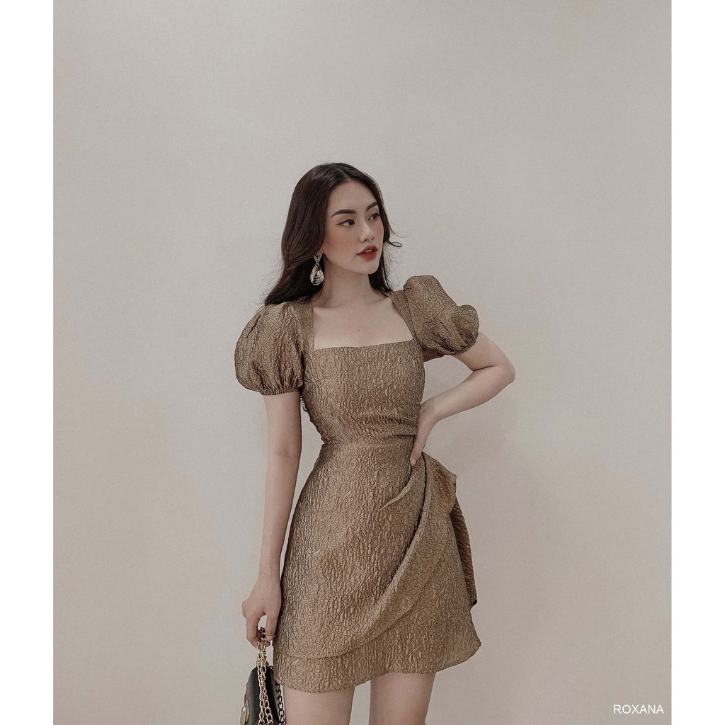 (suclothing) ROXANA DRESS - Đầm tay phồng vạt chéo thiết kế- Đầm dự tiệc