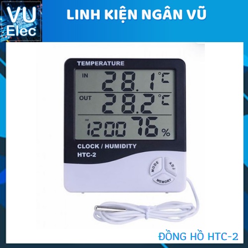 Đồng hồ đo nhiệt độ, độ ẩm, thời gian thực HTC1, HTC2  có đầu cảm biến nhiệt bên ngoài