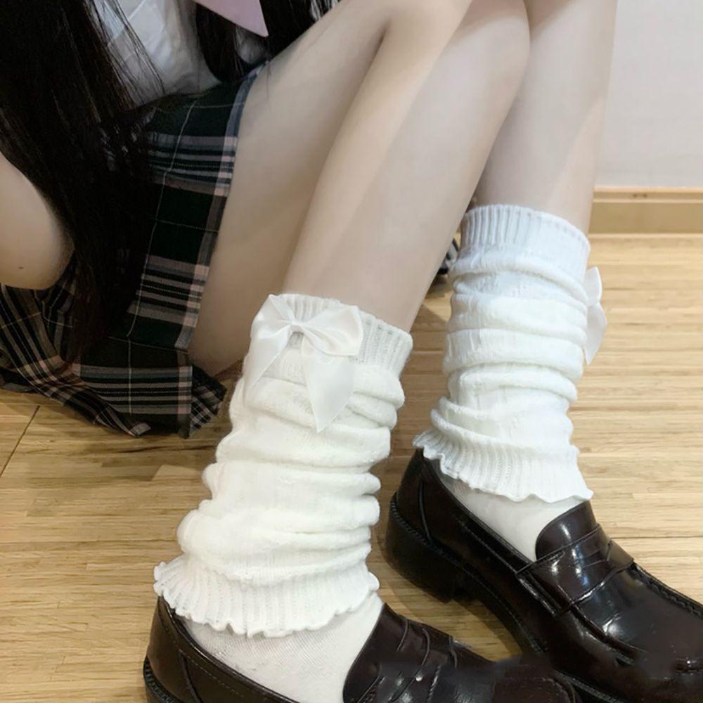 NICKOLAS Vỏ Len Dệt Kim Giữ Ấm Chân Mùa Đông Phối Nơ Ren Ngọt Ngào Dành Cho Nữ