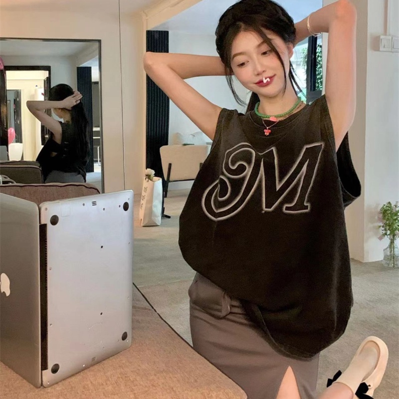 Áo Thun Sát Nách Dáng Rộng Thời Trang Hip Hop Cá Tính Cho Nữ