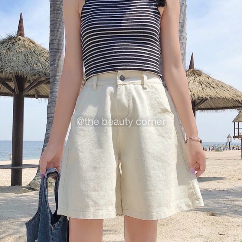 Quần jeans ngố trắng cạp cao basic siêu hot đủ sz SML