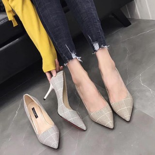 Giày cao gót 7 phân kẻ caro hàng TQXK [Có ảnh thật]
