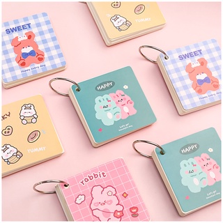 Flashcard học từ vựng bỏ túi hoạt hình vòng sắt ghi chú tiếng anh