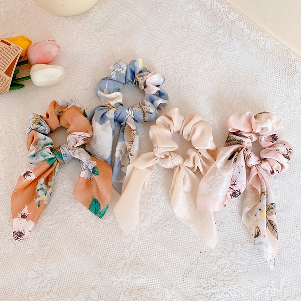 Dây buộc tóc ruy băng thắt nơ phong cách Hàn Quốc cho nữ