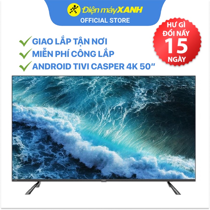 Android Tivi Casper 4K 50 inch 50UG6100 - Remote thông minh - Chính hãng BH 2 năm - Miễn phí lắp đặt