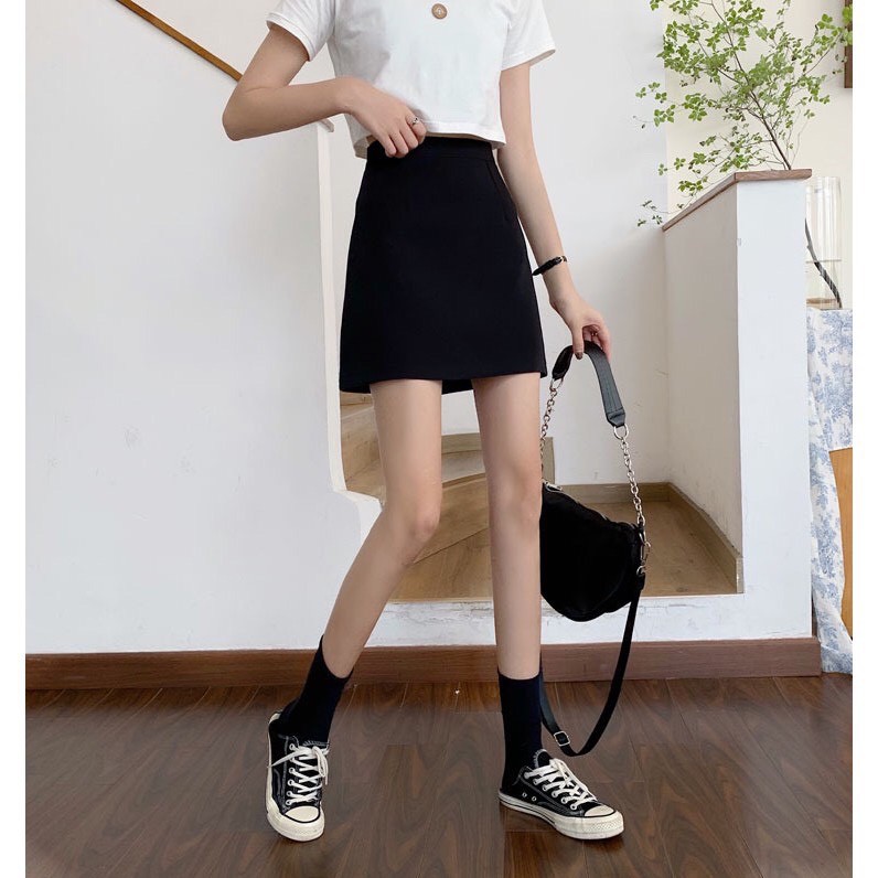 Quần váy chữ A, quần váy nữ ngắn vải thun co giãn form đẹp tôn dáng màu đen freesize | BigBuy360 - bigbuy360.vn