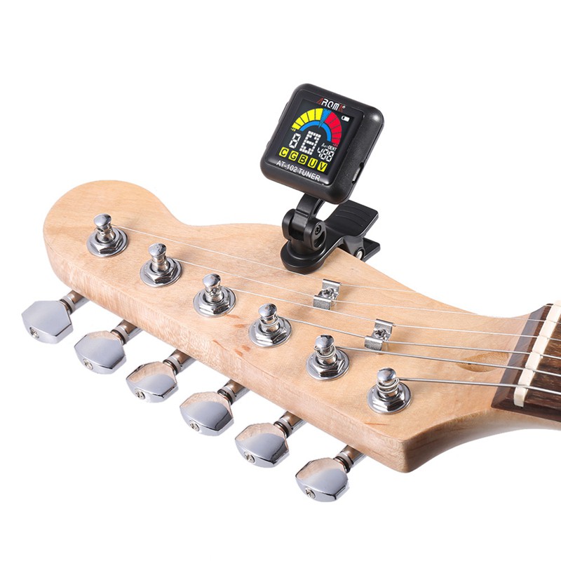Aroma Clip-On Guitar Tuner With Built-In Battery Usb Cable(Black)