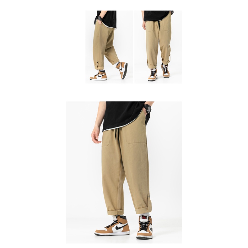 Quần baggy cúc kaki trơn