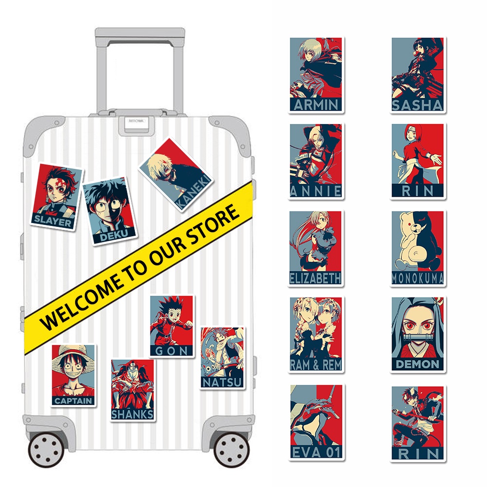 Bộ 50 miếng sticker dán trang trí laptop chống nước họa tiết hoạt hình xinh xắn