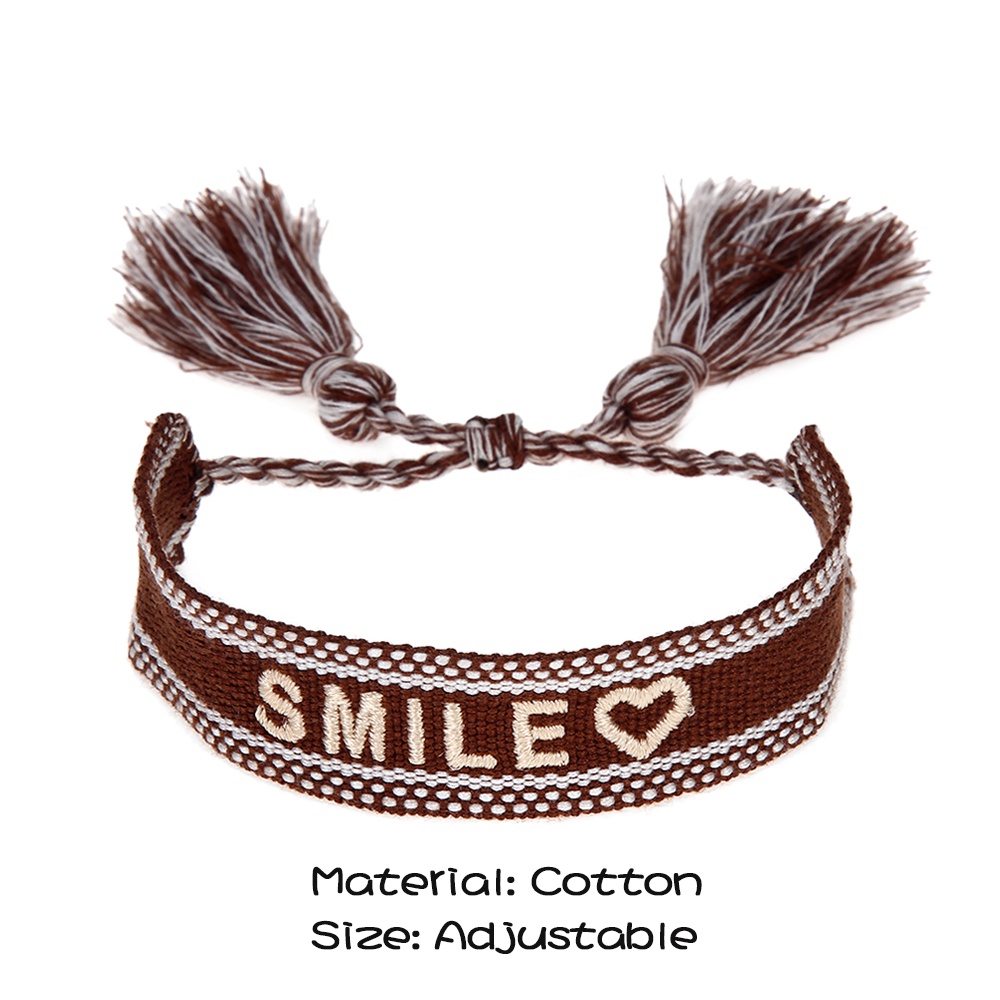 CLEVER Women Handmade Jewelry Braided Bracelet Braided Tassel Bracelet Friendship Christmas Rope Letter Embroidery Woven Gifts Adjustable